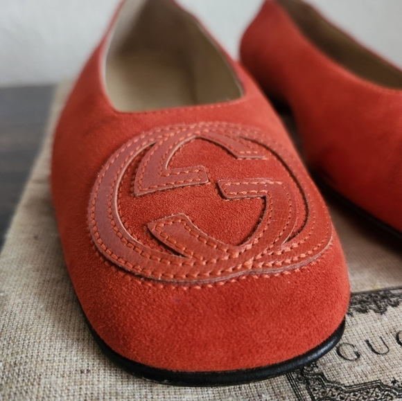 Gucci Orange Suede Soho Flats - Picture 3 of 13